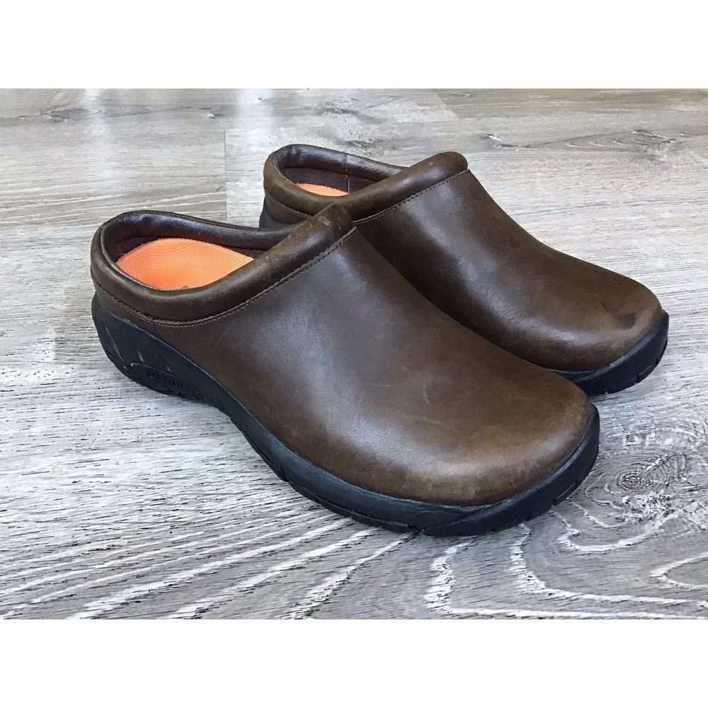 Merrell Encore Nova 2 Clogs Women's Size 7.5 Brown Leather Slip On Mules J598432